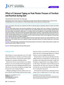 Effect of Calcaneal Taping on Peak Plantar Pressure