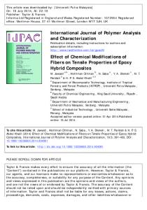 Effect of Chemical Modifications of Fibers on Tensile