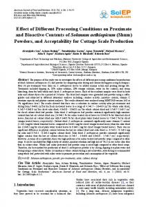 Effect of Different Processing Conditions on Proximate