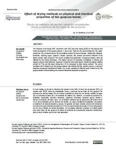 Effect of drying methods on physical and chemical ... - SciELO Colombia