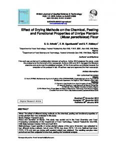 Effect of Drying Methods on the Chemical ... - Journal Repository