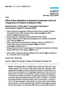 Effect of Dust Deposition on Stomatal Conductance and Leaf ... - MDPI