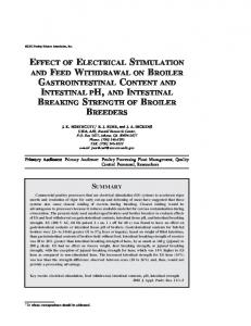 Effect of Electrical Stimulation and Feed Withdrawal on Broiler