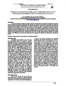 effect of extrusion speed and temperature on hot ... - ARPN Journals