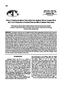 Effect of Feeding Ca-salts of Fatty Acids from Soybean Oil and Linseed ...