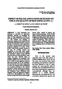 effect of foliar application of silicon on yield and ... - Semantic Scholar