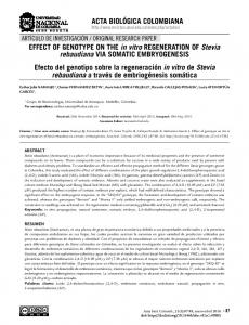 EFFECT OF GENOTYPE ON THE in vitro ... - SciELO Colombia