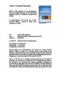 Effect of heat treatment on the microstructure, texture ...