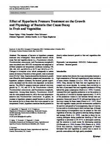 Effect of Hyperbaric Pressure Treatment on the Growth ... - Springer Link