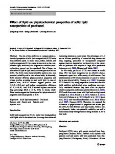 Effect of lipid on physicochemical properties of solid lipid nanoparticle ...