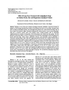 Effect of Long Term Treatment with Antiepileptic Drugs on Oxidant ...