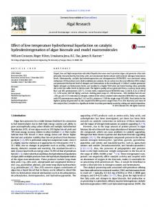 Effect of low temperature hydrothermal liquefaction on catalytic