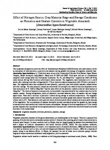 Effect of Nitrogen Source, Crop Maturity Stage and Storage Conditions ...