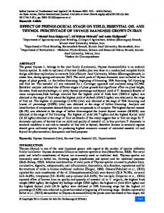 effect of phenological stage on yield, essential oil and thymol ...