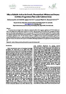 Effect of Salicylic Acid on the Growth, Photosynthetic Efficiency and ...