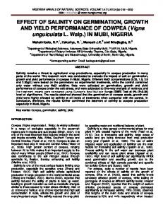 EFFECT OF SALINITY ON GERMINATION, GROWTH ...