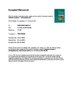 Effect of salinity on seed germination, growth and ion ...