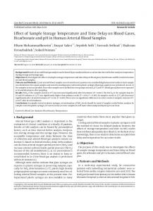 Effect of Sample Storage Temperature and Time Delay on Blood ...