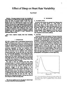 Effect of Sleep on Heart Rate Variability - Semantic Scholar