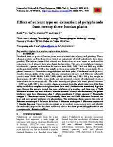 Effect of solvent type on extraction of polyphenols from ... - Elewa.org