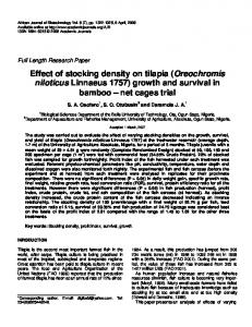 Effect of stocking density on tilapia - Academic Journals