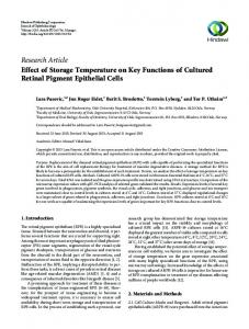 Effect of Storage Temperature on Key Functions of Cultured Retinal ...