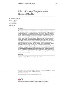 Effect of Storage Temperature on Rapeseed Quality