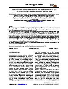 EFFECT OF STORAGE TEMPERATURE ON THE ...