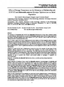 Effect of Storage Temperature on the Behaviour of Escherichia coli ...