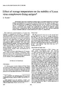 Effect of storage temperature on the stability of Lassa virus ...