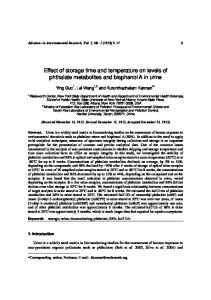 Effect of storage time and temperature on levels of ...