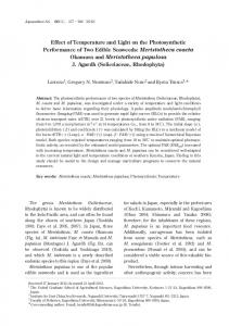 Effect of Temperature and Light on the Photosynthetic ... - J-Stage