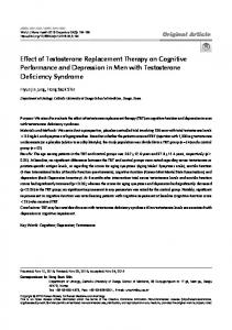 Effect of Testosterone Replacement Therapy on Cognitive ...