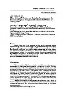 Effect of the cBN Content and Sintering Temperature on the