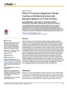 Effect of Tricalcium Magnesium Silicate Coating on