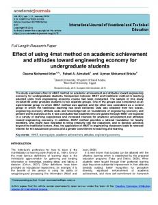 Effect of using 4mat method on academic ... - Academic Journals