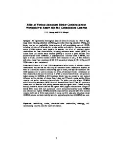 Effect of Various Admixture-Binder Combinations on ...