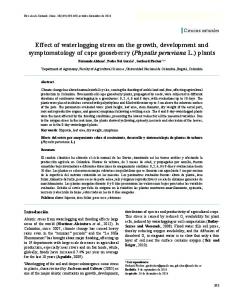 Effect of waterlogging stress on the growth ... - SciELO Colombia