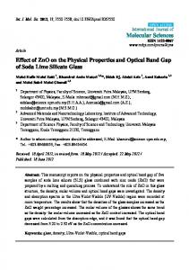 Effect of ZnO on the Physical Properties and Optical