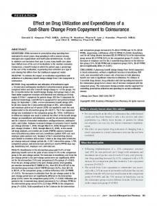 Effect on Drug Utilization and Expenditures of a Effect on Drug ...