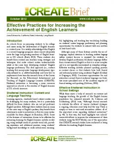 Effective Practices for Increasing the Achievement of English Learners