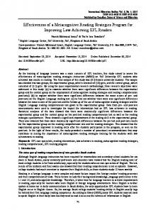 Effectiveness of a Metacognitive Reading Strategies Program for ... - Eric