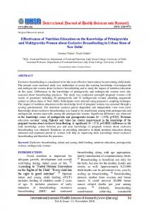 Effectiveness of Nutrition Education on the Knowledge of Primigravida