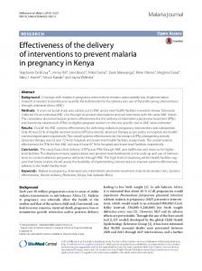 Effectiveness of the delivery of interventions to prevent malaria in ...