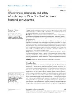 Effectiveness, tolerability and safety of
