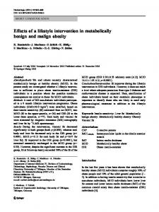 Effects of a lifestyle intervention in metabolically benign and malign ...