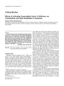 Effects of activating transcription factor 4 deficiency on carbohydrate