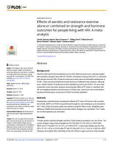 Effects of aerobic and resistance exercise alone or combined ... - PLOS