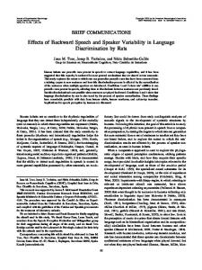 Effects of Backward Speech and Speaker Variability in ... - CiteSeerX