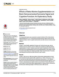 Effects of Beta-Alanine Supplementation on Brain